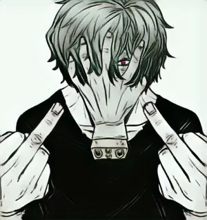 😐 Tomura Shigaraki My Hero Academia anime, villain, character, middle finger, offensive telegram sticker