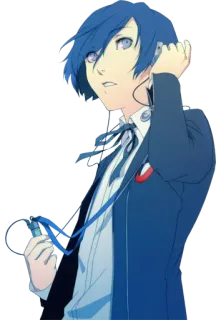 😦 Anime, Pelo azul, Auriculares, Personaje, Persona telegram sticker