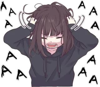 😩 A anime, girl, expression, sad, stress, frustration telegram sticker
