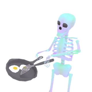 🍳 scheletro, cucina, uova, padella, cibo, colazione whatsapp sticker