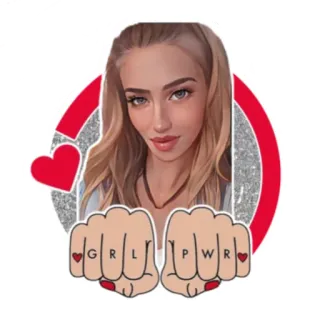 💪 GRL PWR Girl Power, Феминистка, Тату, Сердце, Женщина, Женский telegram sticker