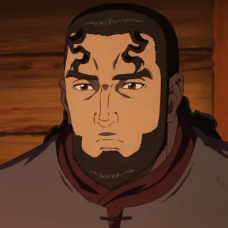 🏹 animé, personnage, barbe, sérieux telegram sticker