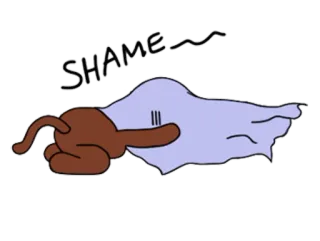 🙊 SHAME~ schaamte, verdrietig, bedekt, cartoon, illustratie, melancholie telegram sticker