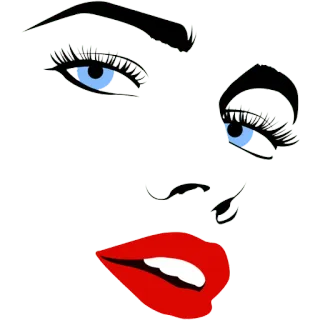 💋 visage, femme, yeux, lèvres, maquillage, beauté telegram sticker