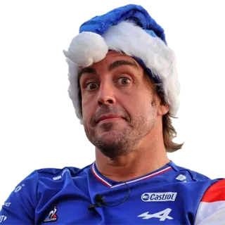 🎅 Fernando Alonso fernando alonso, f1, formule 1, course automobile, pilote, noël, bonnet de père noël whatsapp sticker