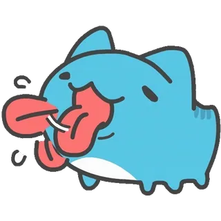 😛 Cartoon, Tier, Niedlich, Zunge, Kawaii, Blau whatsapp sticker