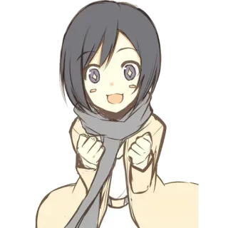 😃 Anime, Meisje, Sjaal, Schattig, Illustratie telegram sticker