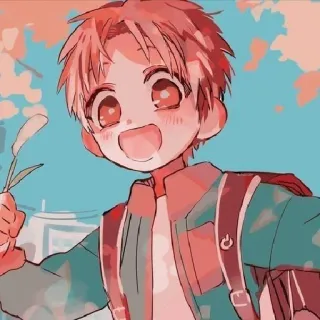 😄 Minamoto Kou Toilet-bound Hanako-kun Anime, Manga, Personaje, Escuela, Feliz, Fanart telegram sticker