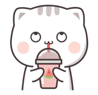 🍼 chat, mignon, kawaii, autocollant, boisson, pastèque telegram sticker