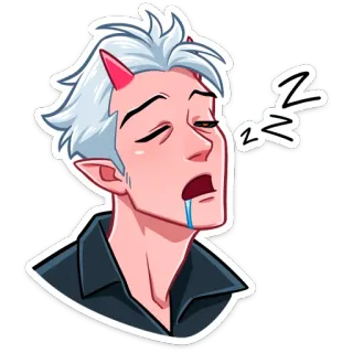😴 dormilón, cansado, cuernos, demonio, agotado, dibujos animados, lindo whatsapp sticker