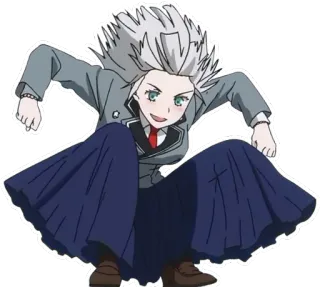 🌲 anime, character, school uniform, grey hair, female whatsapp sticker