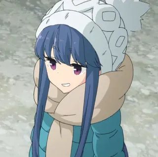 🏕 Rin Shima Yuru Camp Anime, Ragazza, Inverno, Campeggio, Carina, Sciarpa, Cappello telegram sticker