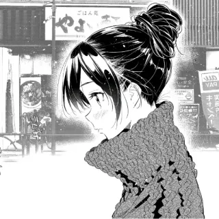 🔥 ごはん処 やま幸 donna, manga, giapponese, maglione, chignon telegram sticker