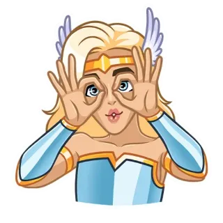 🤓 mulher, loira, asas, binóculos, olhando, ouro, azul, adesivo telegram sticker