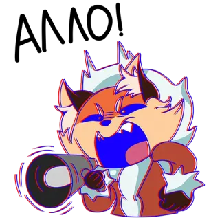 👂 raposa, megafone, animal, desenho animado telegram sticker