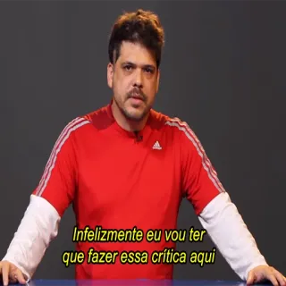 👊 Infelizmente eu vou ter que fazer essa crítica aqui hombre, camisa roja, crítica, retrato telegram sticker