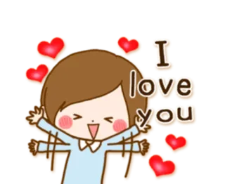 👩‍❤️‍👨 I love you любовь, сердечки, милый, девочка, мультфильм telegram sticker