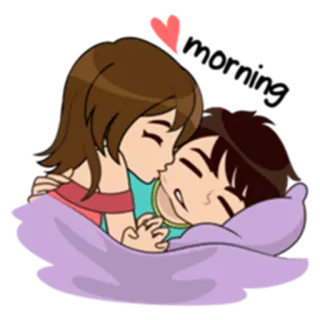😴 amor, beso, romance, pareja, dibujos animados telegram sticker