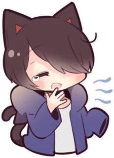😪 Anime, Pianto, Triste, Chibi, Orecchie da gatto, Kawaii, Carino whatsapp sticker