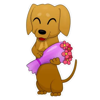 👏 perro, cachorro, animal, flores, ramo, lindo, pegatina whatsapp sticker
