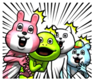 😨 Dibujos animados, Animales, Conejo, Rana, Gato, Oso, Lindo, Ilustración whatsapp sticker