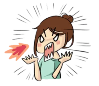 😱 colère, dessin animé, expression, frustrée, femme whatsapp sticker