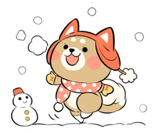 ☃ собака, снег, снеговик, милый, зима, мультфильм, животное telegram sticker