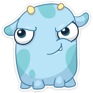 😈 Cartone animato, Mostro, Carino, Adesivo, Blu, Animale telegram sticker