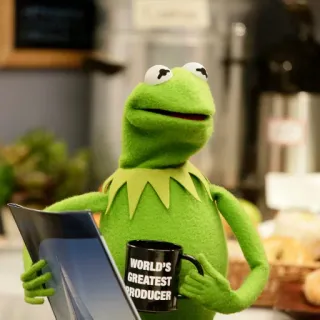 ☕️ Kermit WORLD'S GREATEST PRODUCER Kermit the Frog, Muppets, producer, mug, green telegram sticker