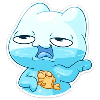 😒 แมว, ปลา, การ์ตูน, ตลก, ง่วง, น่ารัก telegram sticker