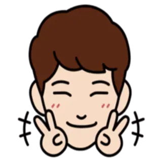 💙 peace sign, cartoon, smiling, cute, happy whatsapp sticker