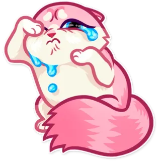 😢 gato, llorando, triste, lágrimas, rosa, lindo telegram sticker
