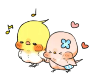 😄 mignon, oiseaux, kawaii, amour, adorable, dessin animé, animaux telegram sticker