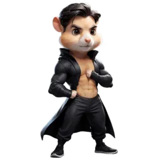🐹 mouse, cartoon, animal, character, muscular, fitness, anthropomorphic telegram sticker