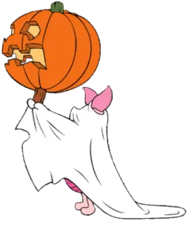 👻 Piglet Ferkel, Halloween, Geist, Kürbis, Kostüm, Cartoon telegram sticker