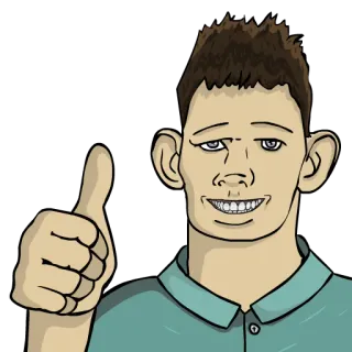 👍 man, thumbs up, approval, positive, gesture, cartoon telegram sticker