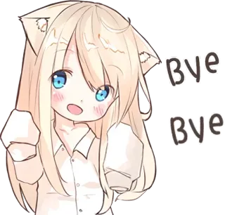 👋 Bye Bye anime, cat girl, cute, bye, kawaii, manga, sticker telegram sticker