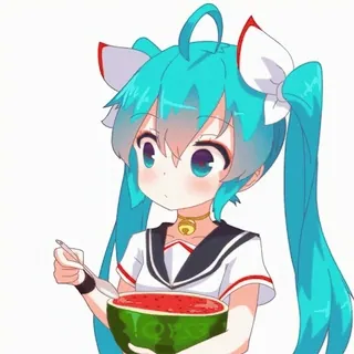 😋 Anime Mädchen, Cartoon, Wassermelone, Süß, Kawaii whatsapp sticker