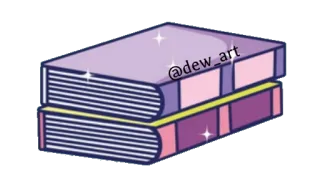 📚 @dew_art 책, 책 더미, 독서, 미술, 보라색, 분홍색, dew_art telegram sticker