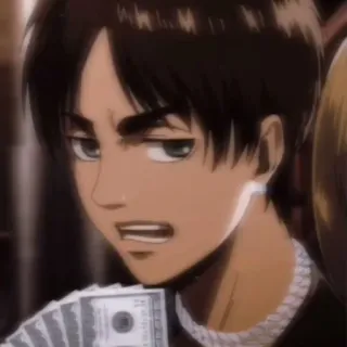 🕊 Eren Yeager Attack on Titan Eren Jäger, Anime, L'Attaque des Titans, Argent, Personnage, Manga whatsapp sticker