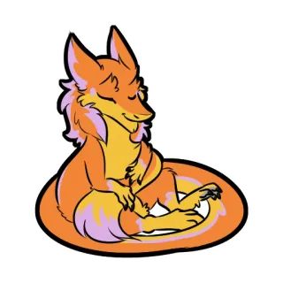 😌 fox, animal, cute, sitting, relaxed, cartoon, furry telegram sticker
