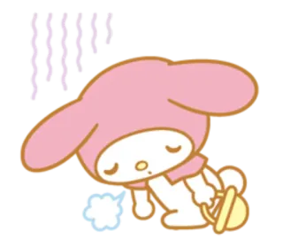 😓 My Melody kawaii, imut, mengantuk, sanrio, kelinci telegram sticker