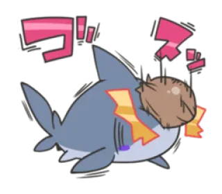 😟 tubarão, anime, ameaçador, desenho animado telegram sticker