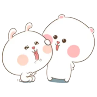 😊 coelho, urso, fofo, animais, desenho animado, amigável whatsapp sticker