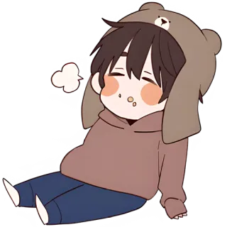 😮‍💨 cartoon, bear, sleepy, cute, anime, chibi telegram sticker