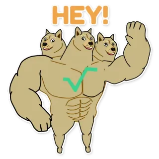 👋 HEY! Hund, Muskel, Cartoon, Lustig, Hey telegram sticker