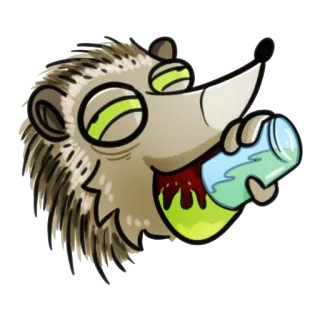🍺 landak, minum, kartun, binatang, lucu, stiker telegram sticker