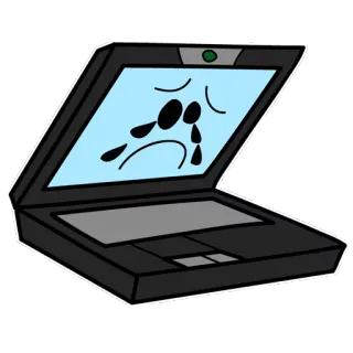 💻 Ноутбук, Компьютер, Плачет, Грустный, Слезы, Мультфильм whatsapp sticker