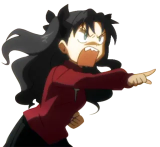 😠 Rin Tohsaka Fate/stay night アニメ, カートゥーン, 指差し, 怒り, 遠坂凛, Fate/stay night telegram sticker