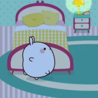 🌟 rabbit, bedroom, night, cartoon telegram sticker